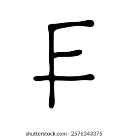 Hand drawn swiss franc currency symbol. Brush stroke doodle. Single element for design