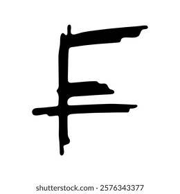 Hand drawn swiss franc currency symbol. Brush stroke doodle. Single element for design