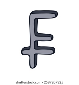 Hand drawn swiss franc currency symbol. Brush stroke doodle. Single element for design