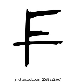 Hand drawn swiss franc currency symbol. Brush stroke doodle. Single element for design