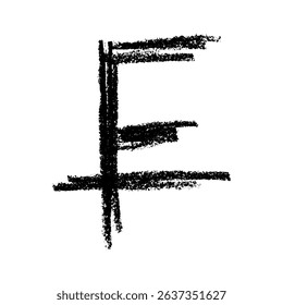 Hand drawn swiss franc currency symbol. Brush stroke doodle. Single element for design