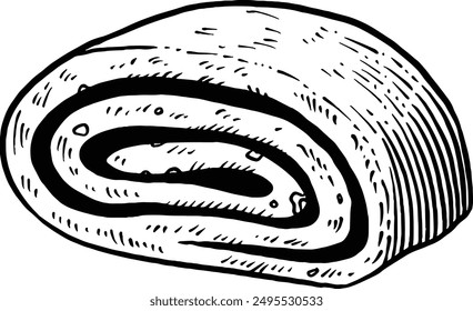 Hand drawn Swiss Roll Sketch Illustration