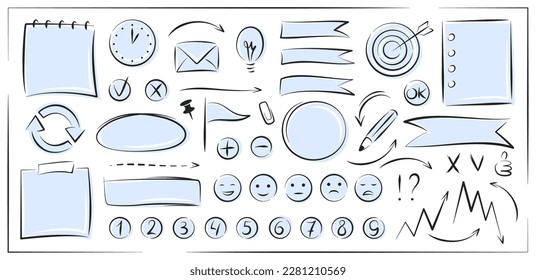 Swoosh dibujado a mano, burbuja de voz, elemento de subrayado de esbozo, forma de línea. Plantillas y elementos para procesos de negocio, presentaciones, diseño de flujo de trabajo. Ilustración vectorial.