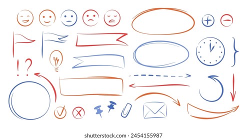 Espiral dibujado a mano, burbuja de voz, elemento de subrayado de boceto, forma de línea. Plantillas y Elementos para procesos empresariales, presentaciones, diseño de flujos de trabajo. Ilustración vectorial.