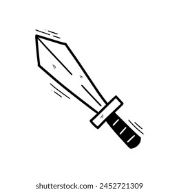 Hand Drawn Sword. Doodle Vector. Isolated on White Background - EPS 10 Vector