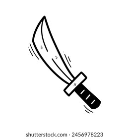 Hand Drawn Sword. Doodle Vector. Isolated on White Background - EPS 10 Vector