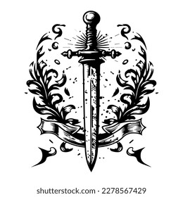 Hand drawn sword logo silhouette collection for your next adventure