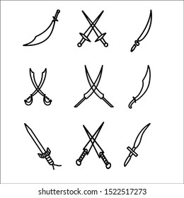 Hand Drawn Swords. Vector illustration.