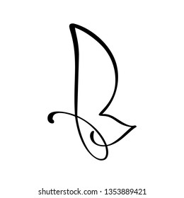 Hand drawn symbol calligraphy logo of butterfly. Beauty cosmetic concept. Ecology vector element. Illustration eco icon design for wedding and Holiday, greeting card.