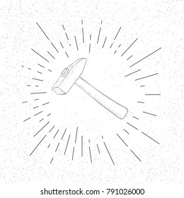 Hand Drawn Symbol of Hammer Tool for Nails - Doodle Vector Hatch Icon
