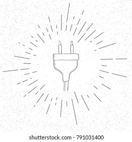 Hand Drawn Symbol of Plug - Doodle Vector Hatch Icon
