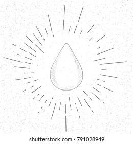 Hand Drawn Symbol of Water Drop - Doodle Vector Hatch Icon

