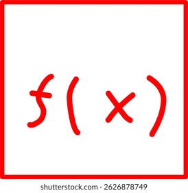 símbolo desenhado à mão da função x em matemática, símbolo matemático vermelho no estilo doodle