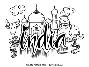 Hand Drawn Symbols Of India