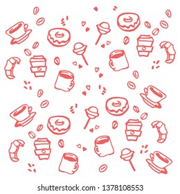 Hand drawn symbols and signs for design. Pastries and sweets.