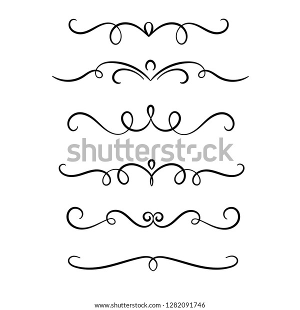 Hand Drawn Symmetrical Flourishes Swirls Text Stock Vector (Royalty ...