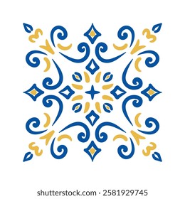 Hand drawn symmetrical pattern for tile design vector illustration