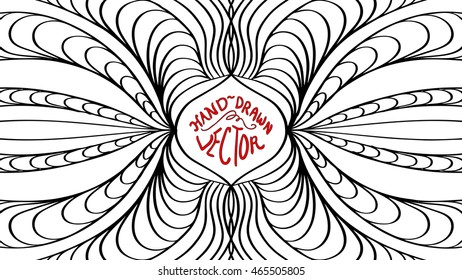 hand drawn symmetrical pattern vector with abstract ink for text