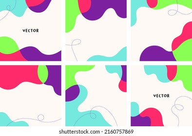 Colección vectorial de diseño de fondo de post cuadrado lindo y abstracto con estilo dibujado a mano. Cubierta de arte creativo y plantilla de diseño de fuentes de medios sociales.