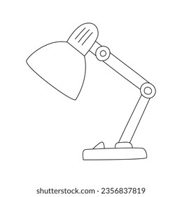 Hand drawn Table lamp. Electric lighting appliance. Black and whiye doodle vector illustration isolated on a white background
