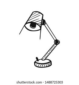 Hand drawn Table Lamp isolated on a white. Sketch. Vector illustration.