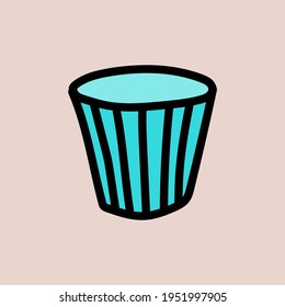 Hand drawn tableware or kitchenware. Vector cups