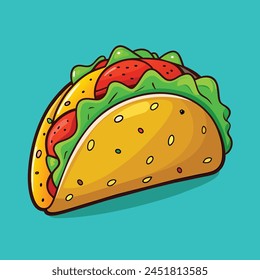 Dibujado a mano ilustración de dibujos animados de tacos