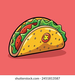 Hand drawn taco cartoon illustration