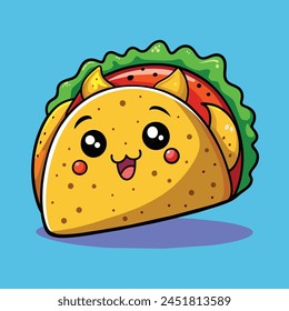 Hand drawn taco cartoon illustration