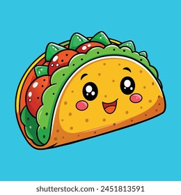 Dibujado a mano ilustración de dibujos animados de tacos