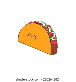 hand drawn taco doodle vector