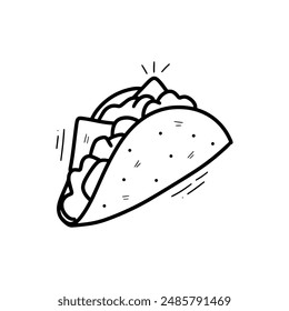 Hand Drawn Taco Illustration. Doodle Vector. Isolated on White Background - EPS 10 Vector