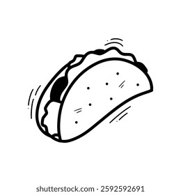 Hand Drawn Taco Illustration. Doodle Vector. Isolated on White Background - EPS 10 Vector