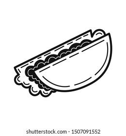 Hand drawn Taco isolated on a white. Great for menu, poster or label. Vector illustration.