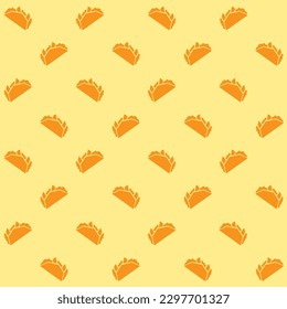 Hand Drawn Taco Silhouette Vector Seamless Pattern