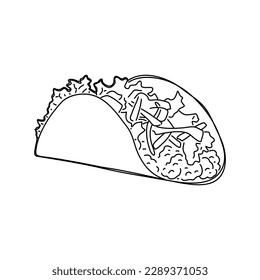 Hand drawn taco sketch symbol. Vector.
