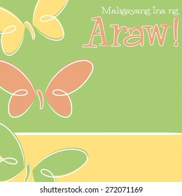 Hand Drawn Tagalog Happy Mother's Day card in vector format.