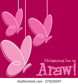 Hand Drawn Tagalog Happy Mother's Day card in vector format.
