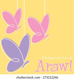 Hand Drawn Tagalog Happy Mother's Day card in vector format.
