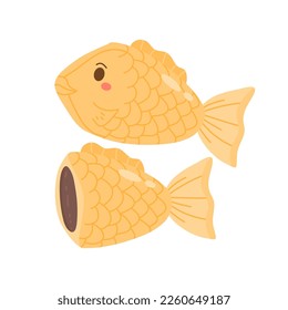 hand drawn taiyaki fish-shaped with cream