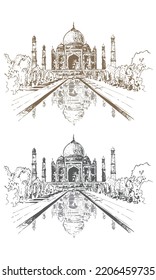 Hand Drawn Taj Mahal Vector Illustration
