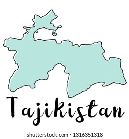Hand drawn of Tajikistan map, vector illustration