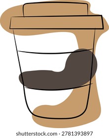 Hand Drawn Takeaway Coffee Cup Illustration with Artistic Messy Color