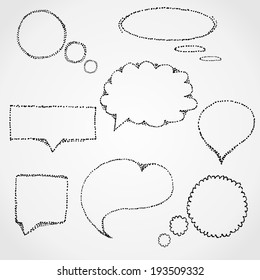 Hand Drawn talking cloud in black point.