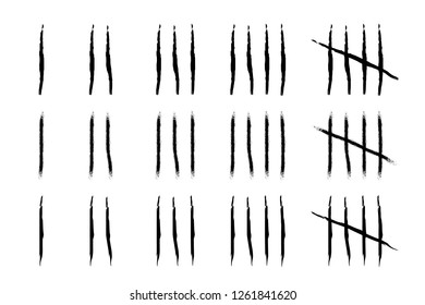 Hand drawn Tally marks with brush strokes