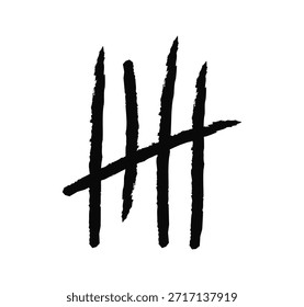 Icono de marcas de recuento dibujado a mano, recuento simple y símbolo de seguimiento de puntuación para estadísticas, votación, mantenimiento de registros y notación manual Ilustración vectorial plana.