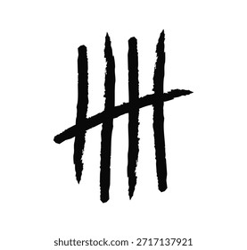 Icono de marcas de recuento dibujado a mano, recuento simple y símbolo de seguimiento de puntuación para estadísticas, votación, mantenimiento de registros y notación manual Ilustración vectorial plana.