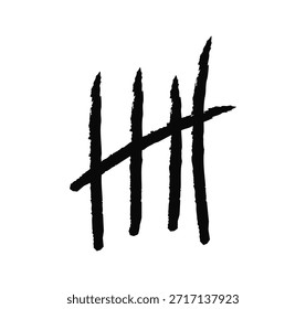 Icono de marcas de recuento dibujado a mano, recuento simple y símbolo de seguimiento de puntuación para estadísticas, votación, mantenimiento de registros y notación manual Ilustración vectorial plana.