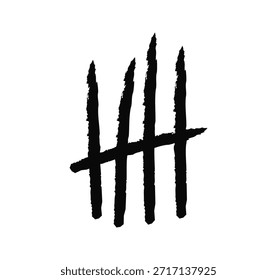 Icono de marcas de recuento dibujado a mano, recuento simple y símbolo de seguimiento de puntuación para estadísticas, votación, mantenimiento de registros y notación manual Ilustración vectorial plana.