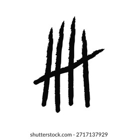 Icono de marcas de recuento dibujado a mano, recuento simple y símbolo de seguimiento de puntuación para estadísticas, votación, mantenimiento de registros y notación manual Ilustración vectorial plana.